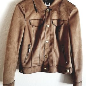 😊Tribal Vegan Faux Leather Suede Jacket